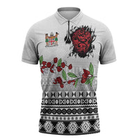Fiji Heart Tribal Personalised Zipper Polo Shirt Polynesian Patterns LT9 White - Polynesian Pride