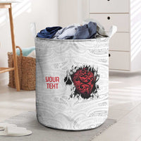 New Zealand Maori Heart Tribal Personalised Laundry Basket Polynesian Patterns LT9 White - Polynesian Pride
