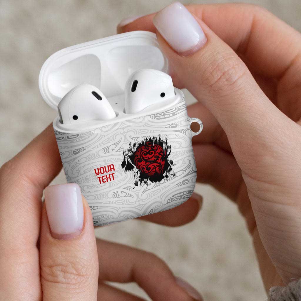 New Zealand Maori Heart Tribal Personalised AirPods Case Polynesian Patterns