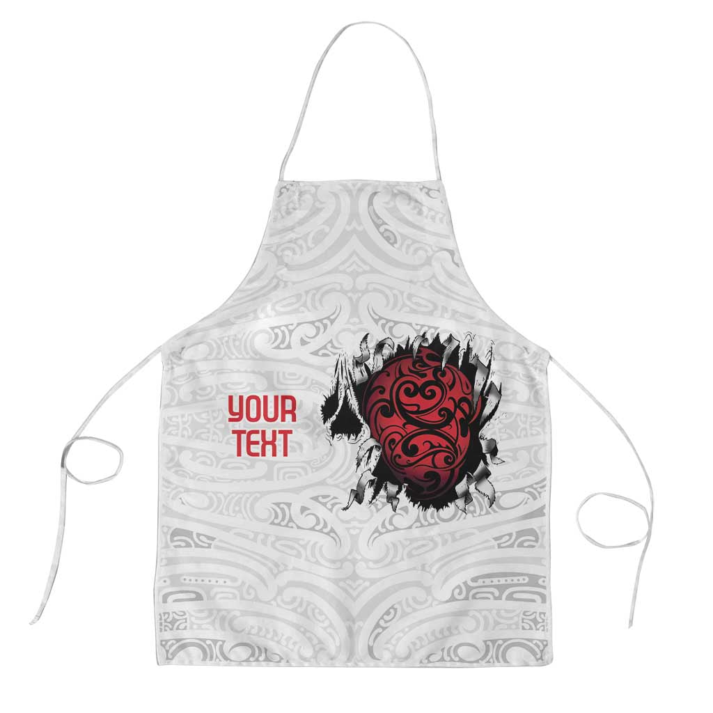 New Zealand Maori Heart Tribal Personalised Apron Polynesian Patterns LT9 White - Polynesian Pride