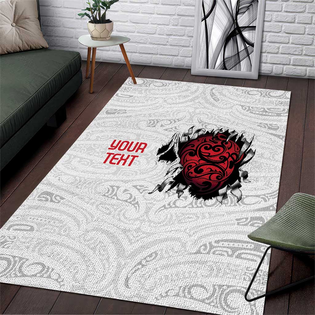 New Zealand Maori Heart Tribal Personalised Area Rug Polynesian Patterns