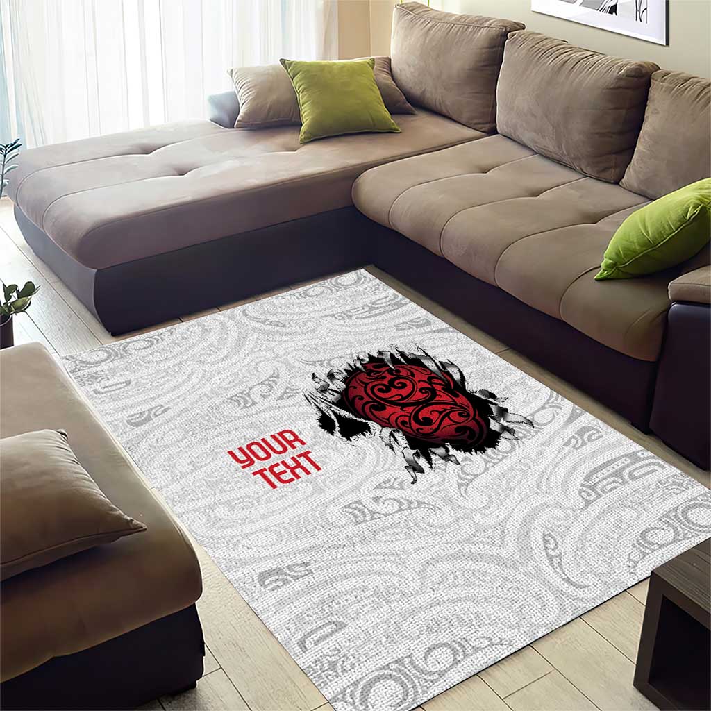 New Zealand Maori Heart Tribal Personalised Area Rug Polynesian Patterns