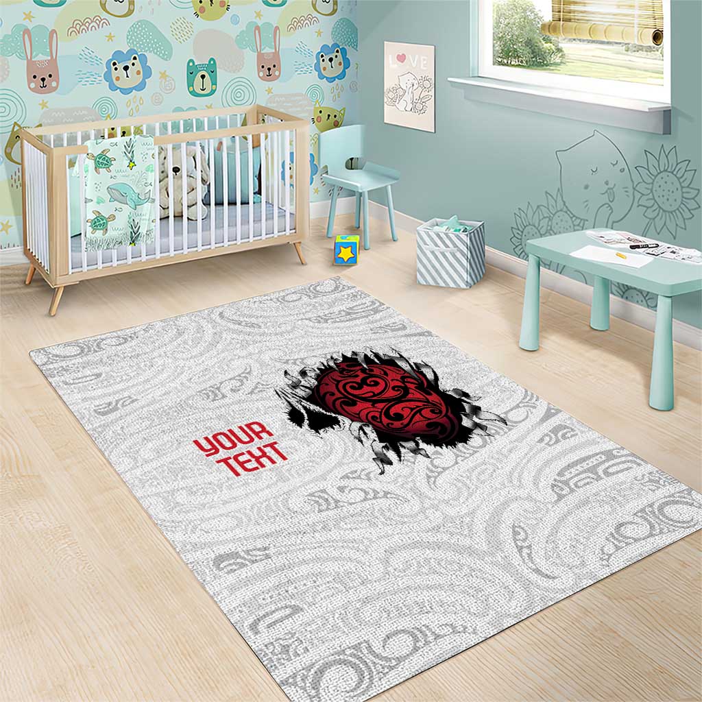 New Zealand Maori Heart Tribal Personalised Area Rug Polynesian Patterns