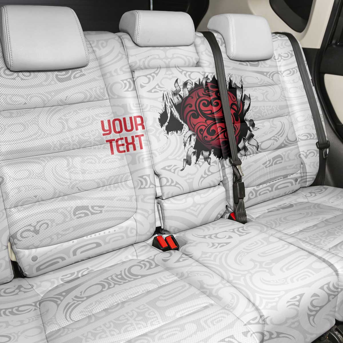 New Zealand Maori Heart Tribal Personalised Back Car Seat Cover Polynesian Patterns LT9 - Polynesian Pride