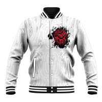 New Zealand Maori Heart Tribal Personalised Baseball Jacket Polynesian Patterns LT9 Unisex White - Polynesian Pride