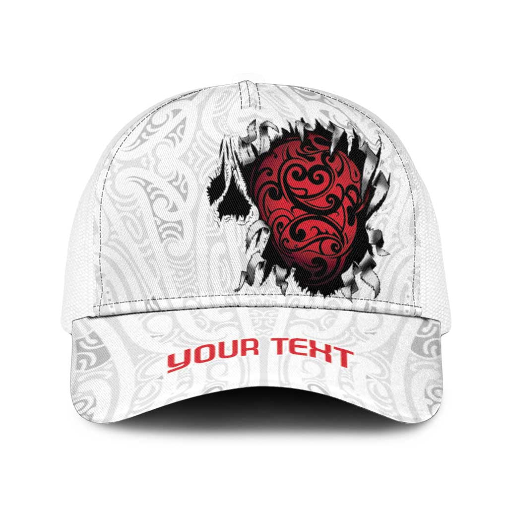 New Zealand Maori Heart Tribal Personalised Baseball Net Cap Polynesian Patterns LT9 One Size White White - Polynesian Pride