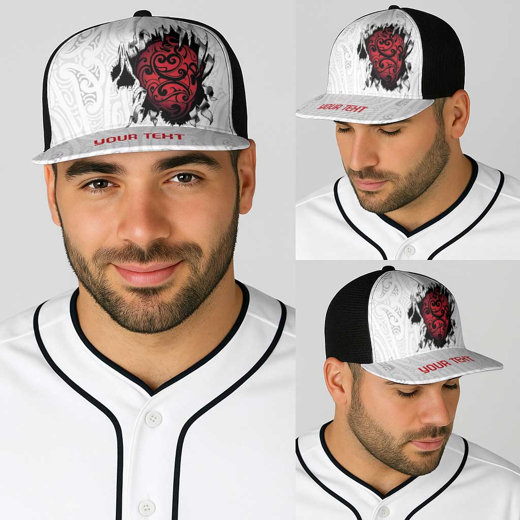 New Zealand Maori Heart Tribal Personalised Baseball Net Cap Polynesian Patterns LT9 - Polynesian Pride
