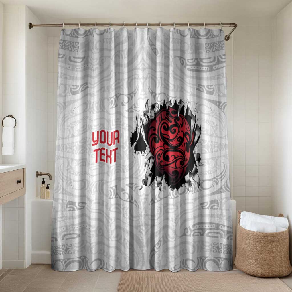 New Zealand Maori Heart Tribal Personalised Bathroom Set Polynesian Patterns LT9 Shower Curtain Only White - Polynesian Pride