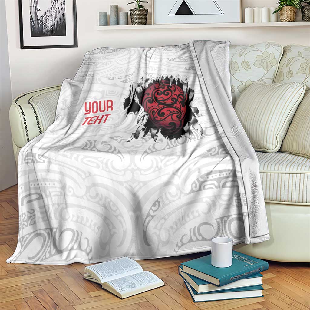 New Zealand Maori Heart Tribal Personalised Blanket Polynesian Patterns LT9 White - Polynesian Pride