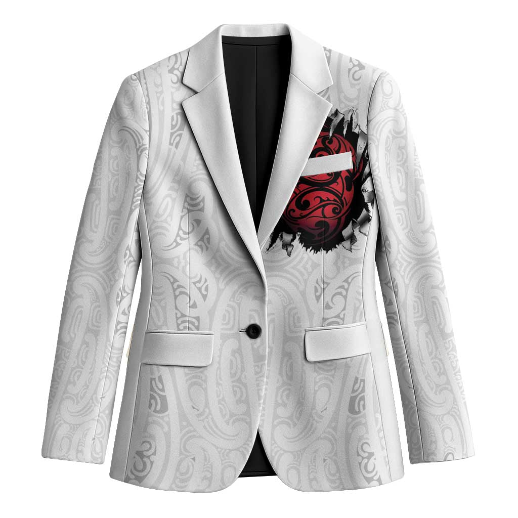 New Zealand Maori Heart Tribal Personalised Blazer Polynesian Patterns LT9 Unisex White - Polynesian Pride