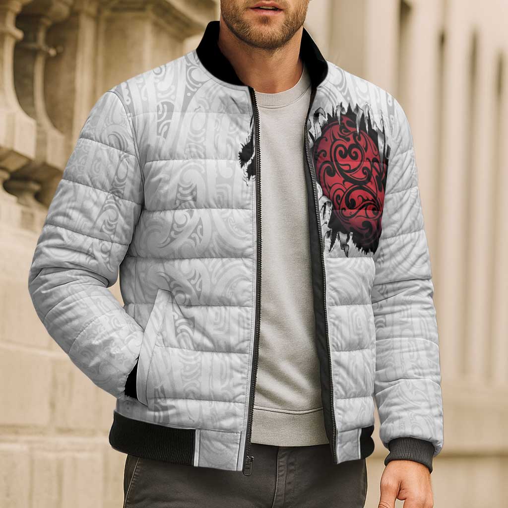 New Zealand Maori Heart Tribal Personalised Bomber Puffer Jacket Polynesian Patterns LT9 - Polynesian Pride