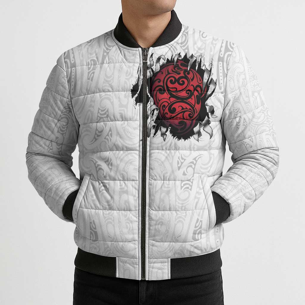 New Zealand Maori Heart Tribal Personalised Bomber Puffer Jacket Polynesian Patterns LT9 - Polynesian Pride