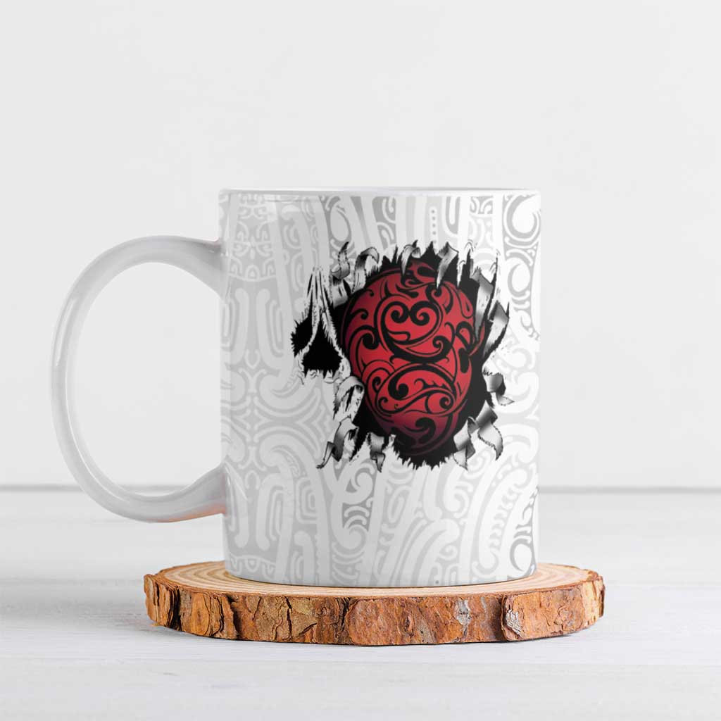 New Zealand Maori Heart Tribal Personalised Ceramic Mug Polynesian Patterns LT9 White - Polynesian Pride