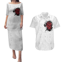 New Zealand Maori Heart Tribal Personalised Couples Matching Puletasi and Hawaiian Shirt Polynesian Patterns
