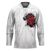 New Zealand Maori Heart Tribal Personalised Hockey Jersey Polynesian Patterns LT9 Unisex White - Polynesian Pride