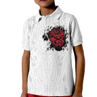 New Zealand Maori Heart Tribal Personalised Kid Polo Shirt Polynesian Patterns LT9 Kid White - Polynesian Pride