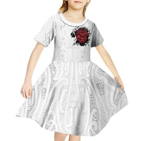 New Zealand Maori Heart Tribal Personalised Kid Short Sleeve Dress Polynesian Patterns LT9 - Polynesian Pride