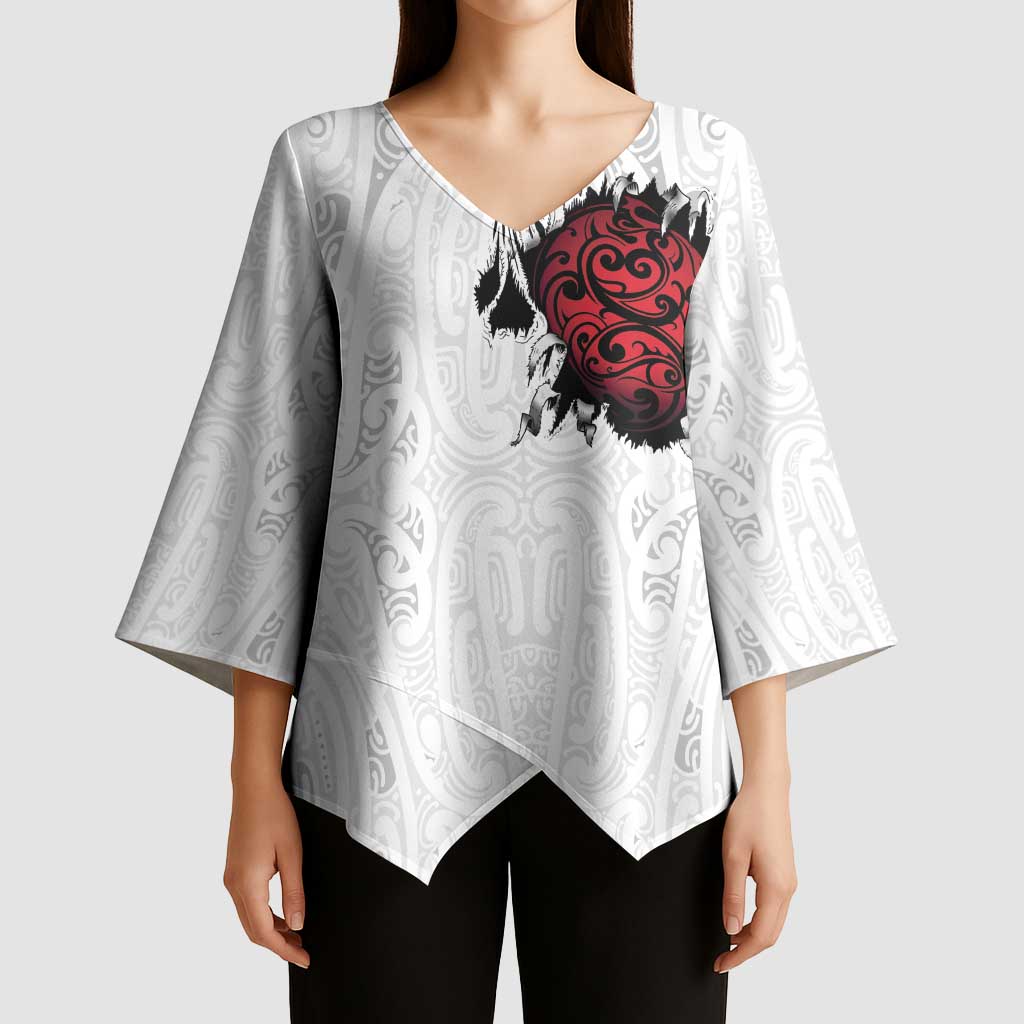 New Zealand Maori Heart Tribal Personalised Kimono Sleeve Blouse Polynesian Patterns LT9 - Polynesian Pride