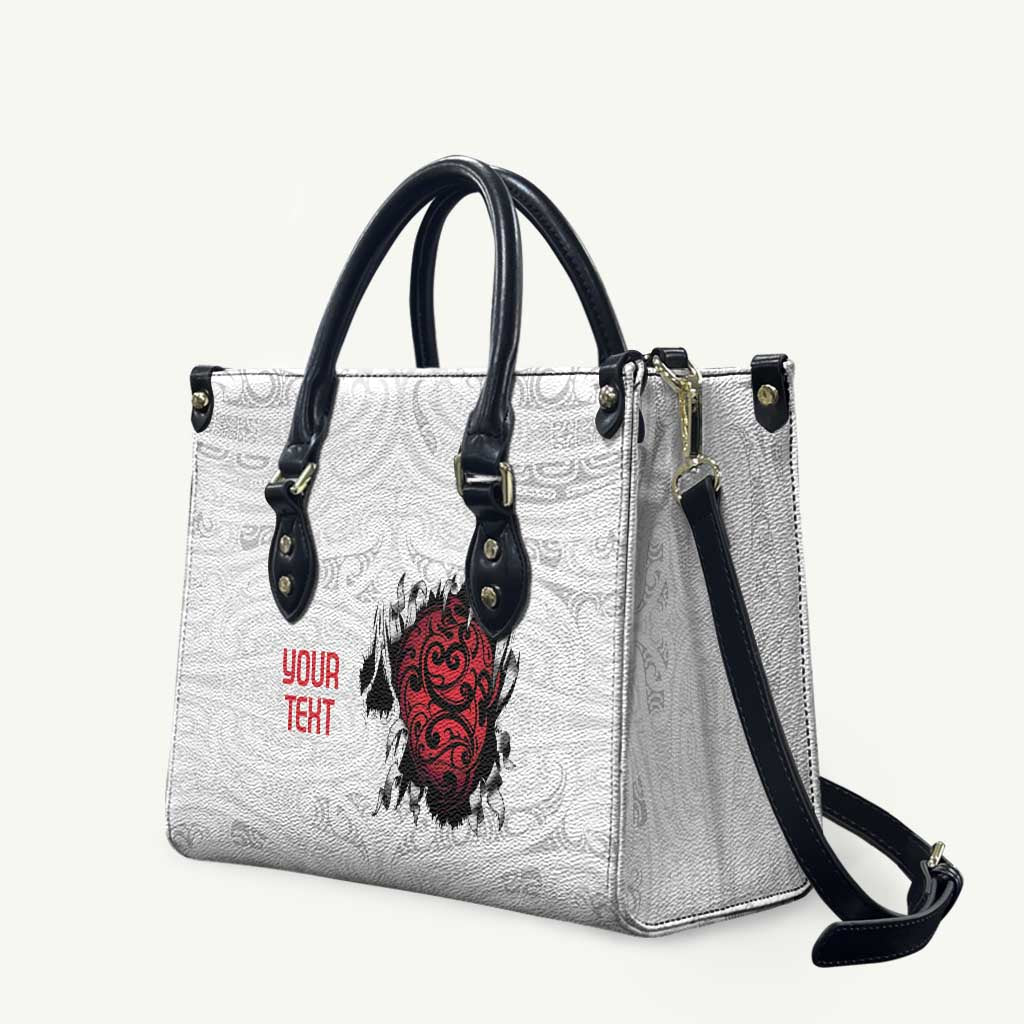 New Zealand Maori Heart Tribal Personalised Leather Bag Polynesian Patterns LT9 White - Polynesian Pride