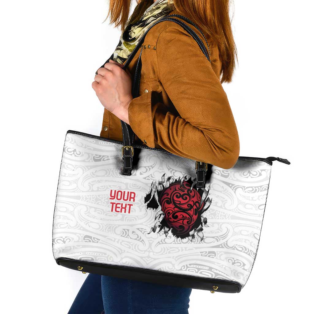New Zealand Maori Heart Tribal Personalised Leather Tote Bag Polynesian Patterns LT9 White - Polynesian Pride