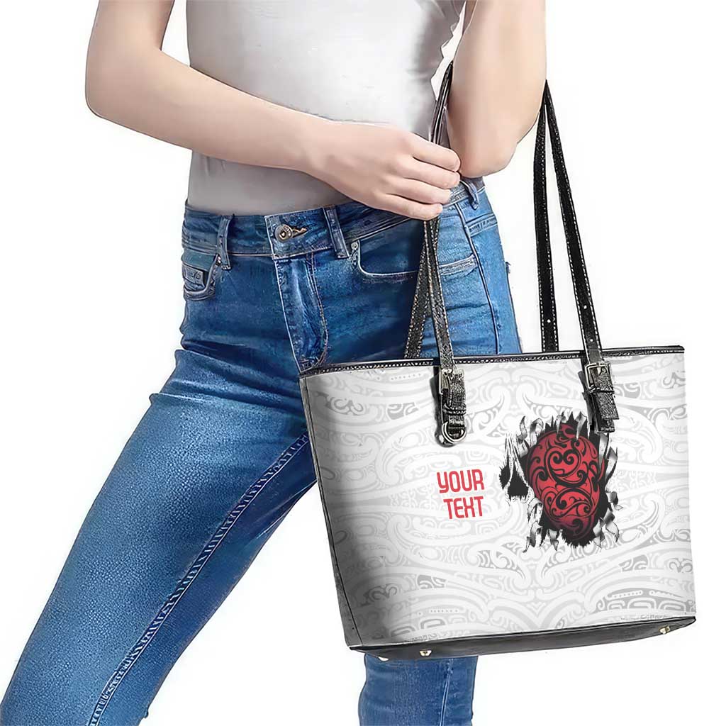 New Zealand Maori Heart Tribal Personalised Leather Tote Bag Polynesian Patterns LT9 - Polynesian Pride