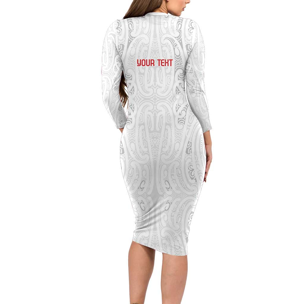 New Zealand Maori Heart Tribal Personalised Long Sleeve Bodycon Dress Polynesian Patterns LT9 - Polynesian Pride