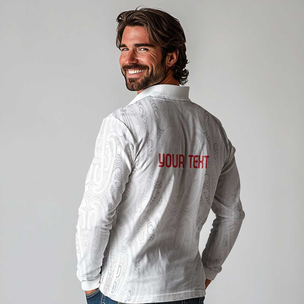 New Zealand Maori Heart Tribal Personalised Long Sleeve Polo Shirt Polynesian Patterns LT9 - Polynesian Pride