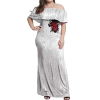 New Zealand Maori Heart Tribal Personalised Off Shoulder Maxi Dress Polynesian Patterns LT9 Women White - Polynesian Pride