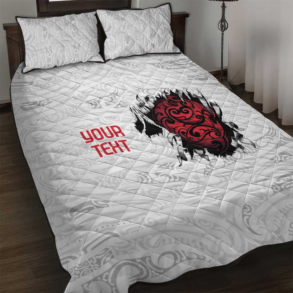 New Zealand Maori Heart Tribal Personalised Quilt Bed Set Polynesian Patterns LT9 White - Polynesian Pride
