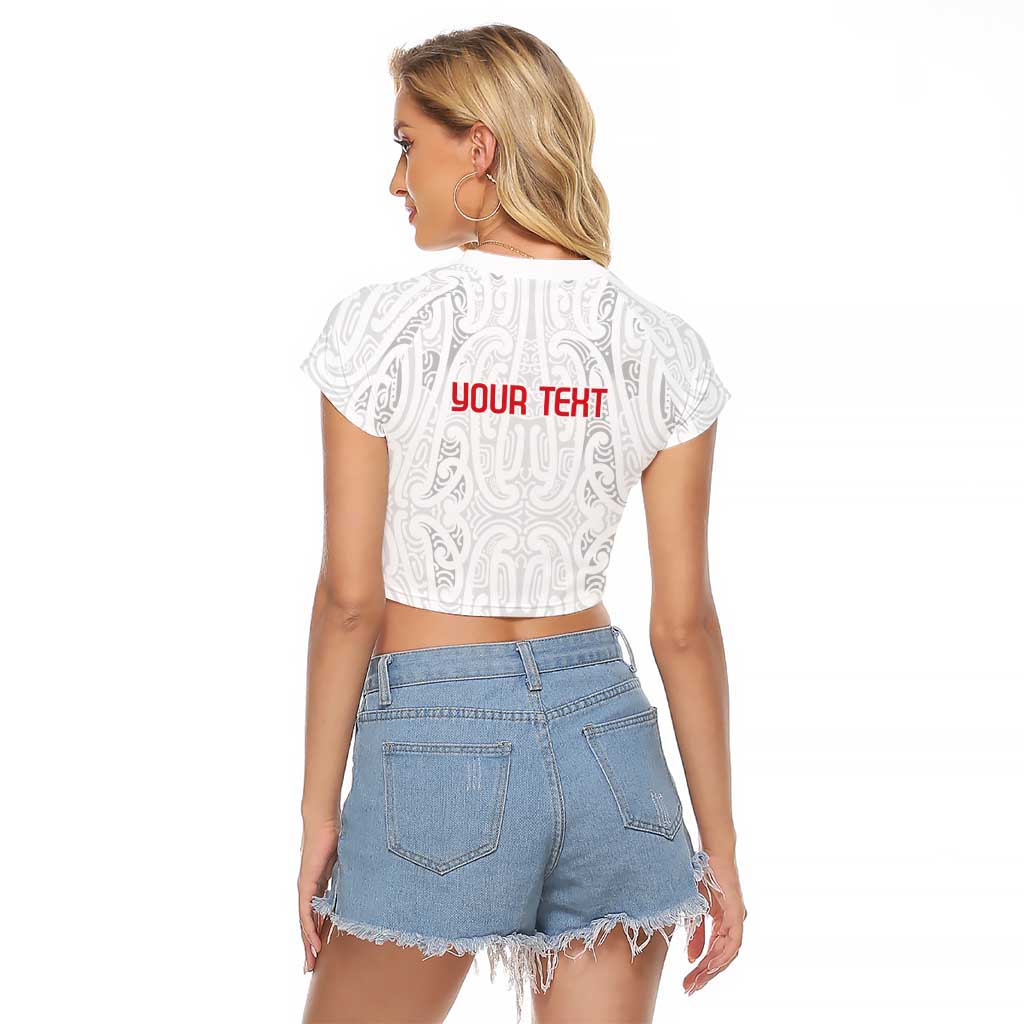 New Zealand Maori Heart Tribal Personalised Raglan Cropped T Shirt Polynesian Patterns LT9 - Polynesian Pride