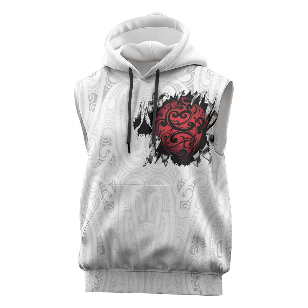 New Zealand Maori Heart Tribal Personalised Sleeveless Hoodie Polynesian Patterns LT9 White - Polynesian Pride