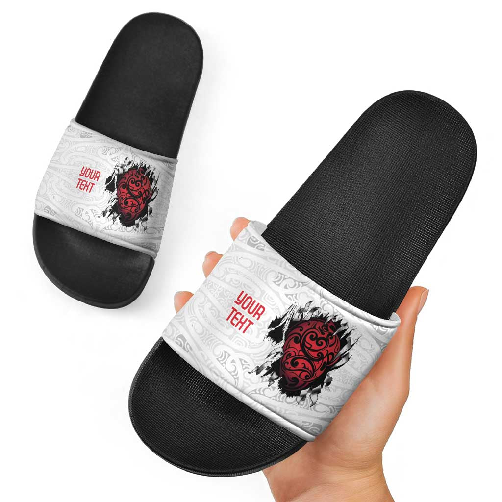 New Zealand Maori Heart Tribal Personalised Slide Sandals Polynesian Patterns LT9 - Polynesian Pride