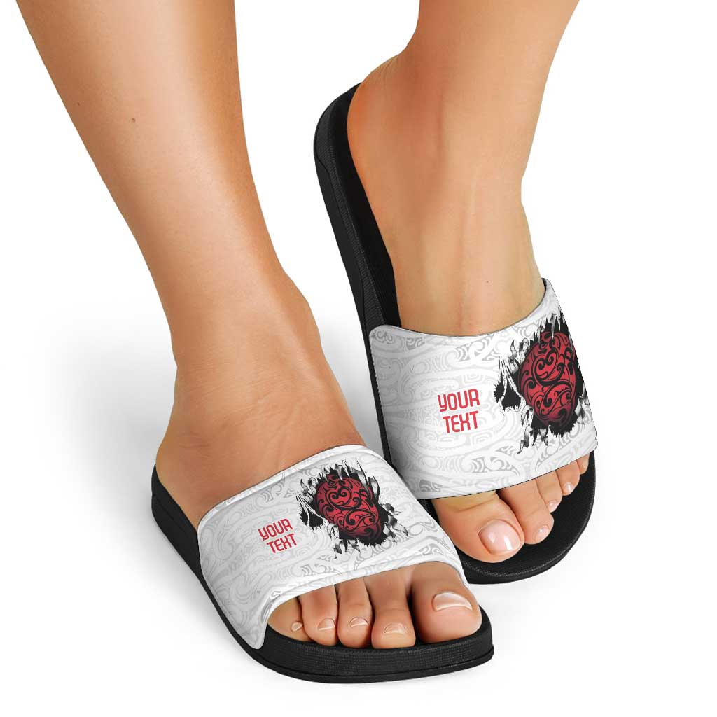 New Zealand Maori Heart Tribal Personalised Slide Sandals Polynesian Patterns LT9 - Polynesian Pride