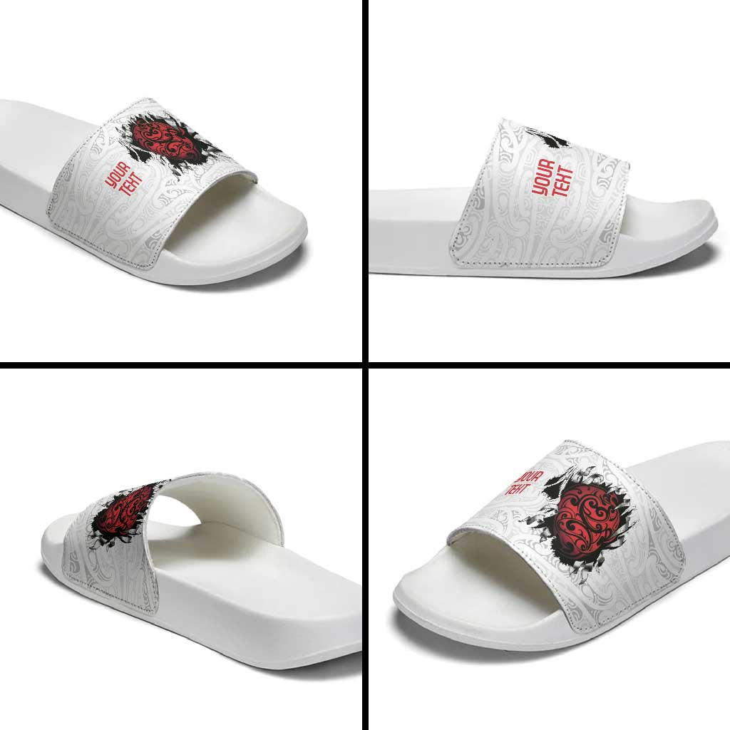 New Zealand Maori Heart Tribal Personalised Slide Sandals Polynesian Patterns LT9 - Polynesian Pride