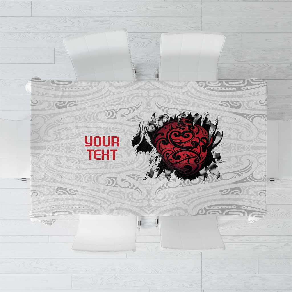 New Zealand Maori Heart Tribal Personalised Tablecloth Polynesian Patterns LT9 White - Polynesian Pride