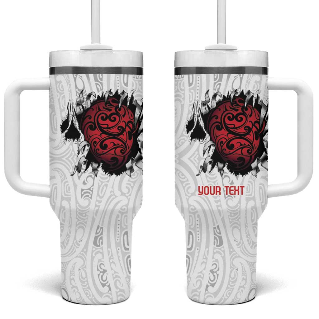 New Zealand Maori Heart Tribal Personalised Tumbler With Handle Polynesian Patterns LT9 One Size: 40 oz White - Polynesian Pride