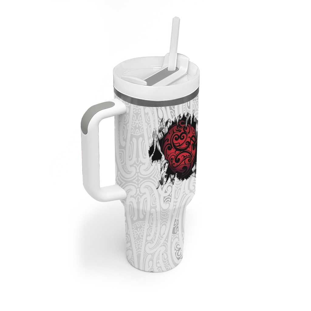New Zealand Maori Heart Tribal Personalised Tumbler With Handle Polynesian Patterns LT9 - Polynesian Pride