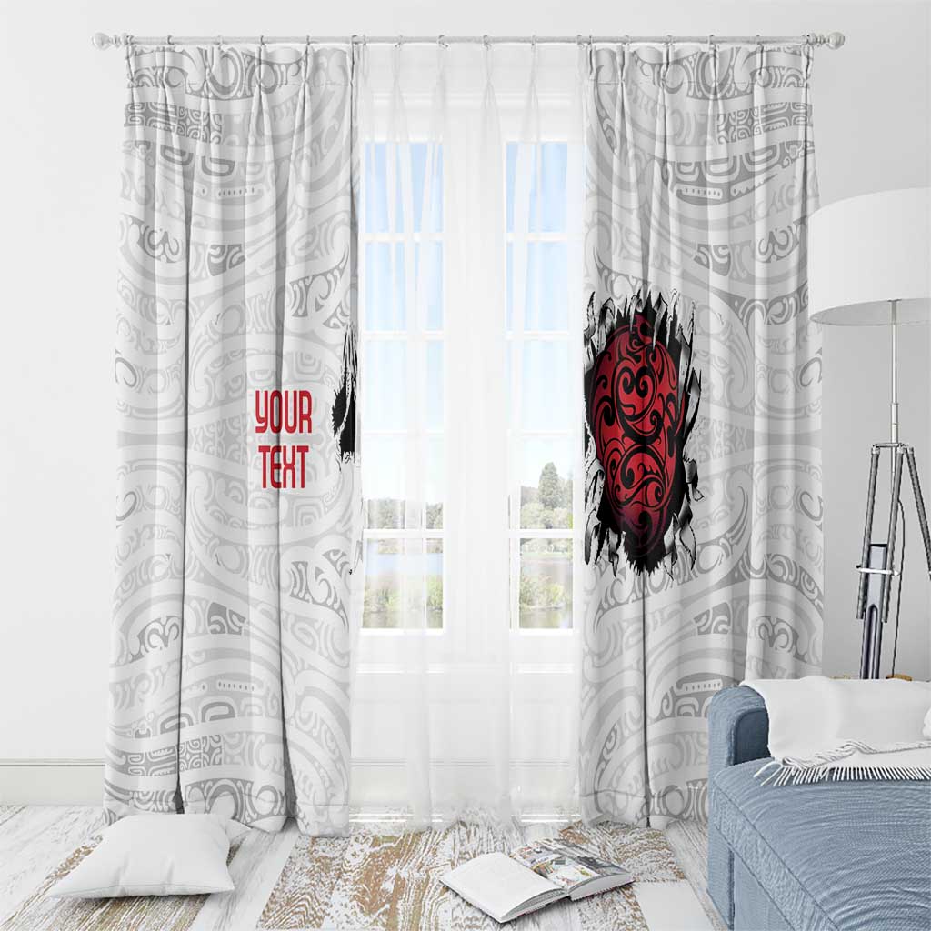 New Zealand Maori Heart Tribal Personalised Window Curtain Polynesian Patterns