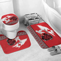 Tonga Heart Tribal Personalised Bathroom Set Polynesian Patterns LT9 Mat Set Only (3 pcs) One Size Red - Polynesian Pride