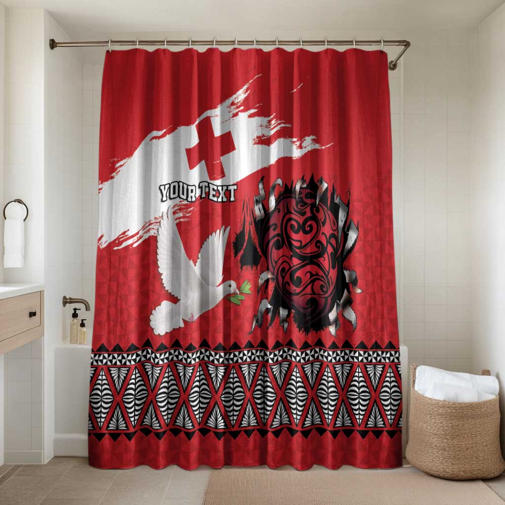 Tonga Heart Tribal Personalised Bathroom Set Polynesian Patterns LT9 Shower Curtain Only Red - Polynesian Pride
