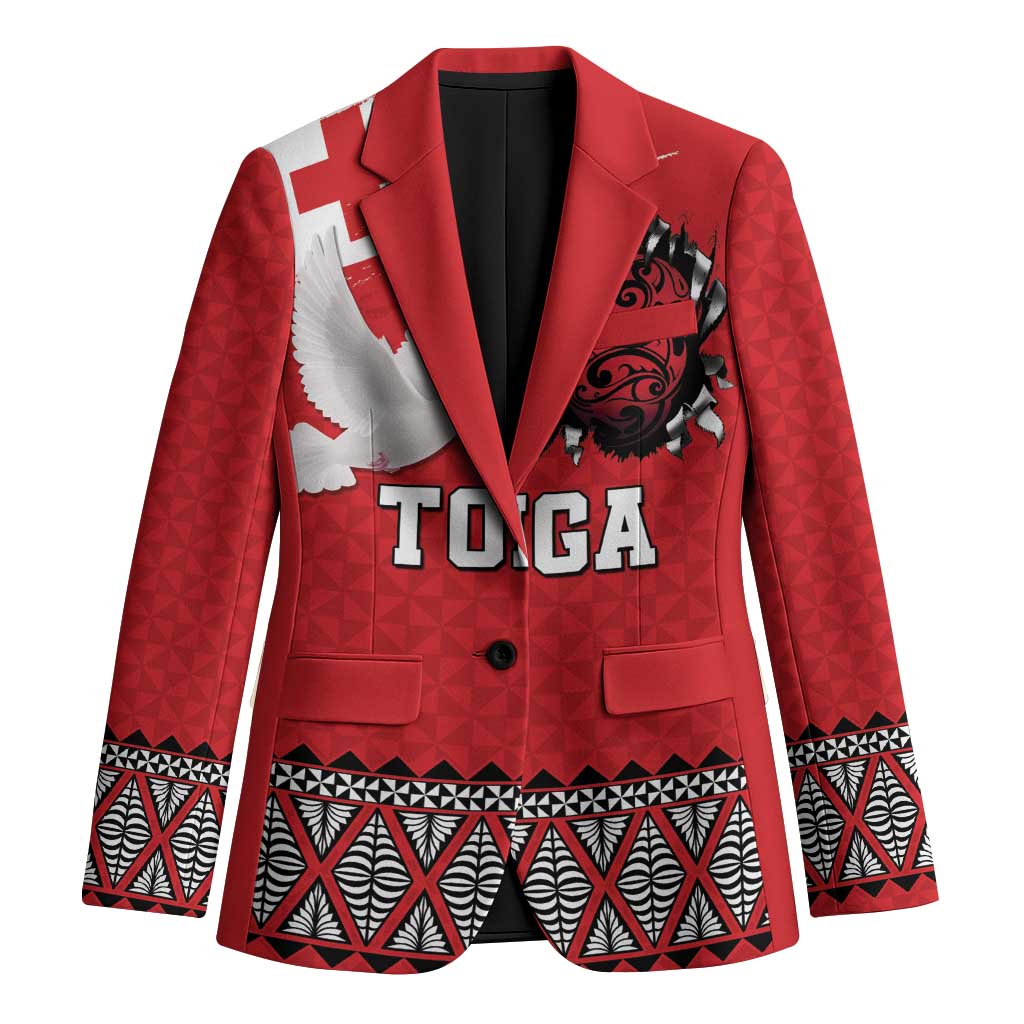 Tonga Heart Tribal Personalised Blazer Polynesian Patterns LT9 Unisex Red - Polynesian Pride