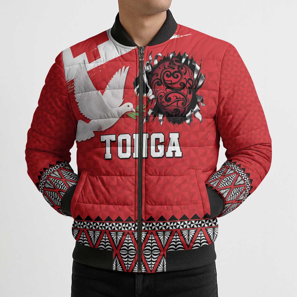 Tonga Heart Tribal Personalised Bomber Puffer Jacket Polynesian Patterns LT9 - Polynesian Pride