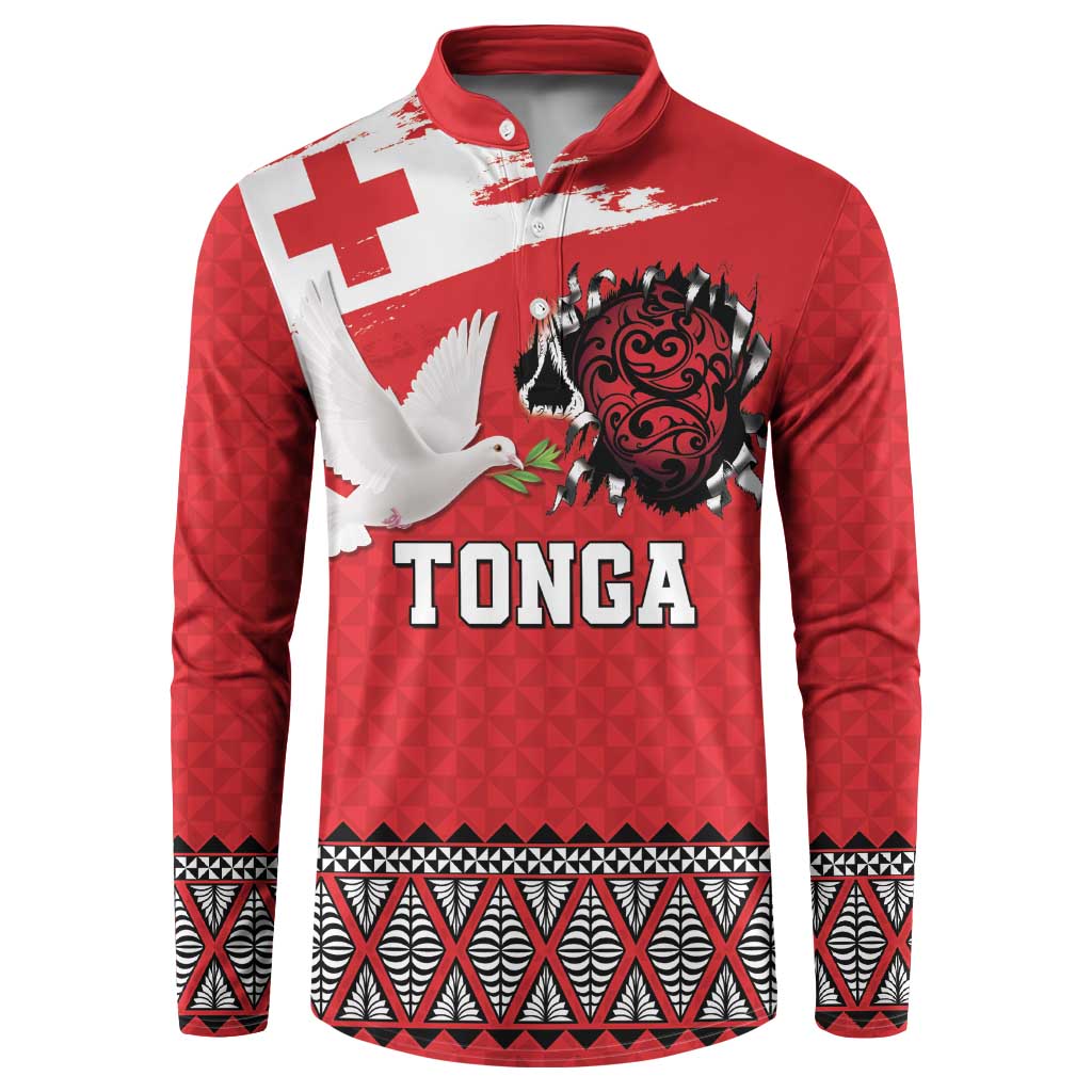 Tonga Heart Tribal Personalised Button Sweatshirt Polynesian Patterns LT9 Red - Polynesian Pride