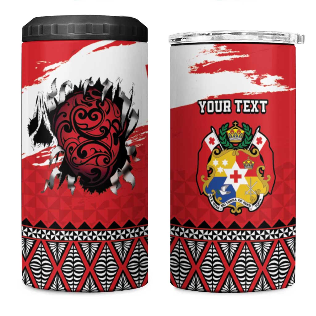 Tonga Heart Tribal Personalised 4 in 1 Can Cooler Tumbler Polynesian Patterns