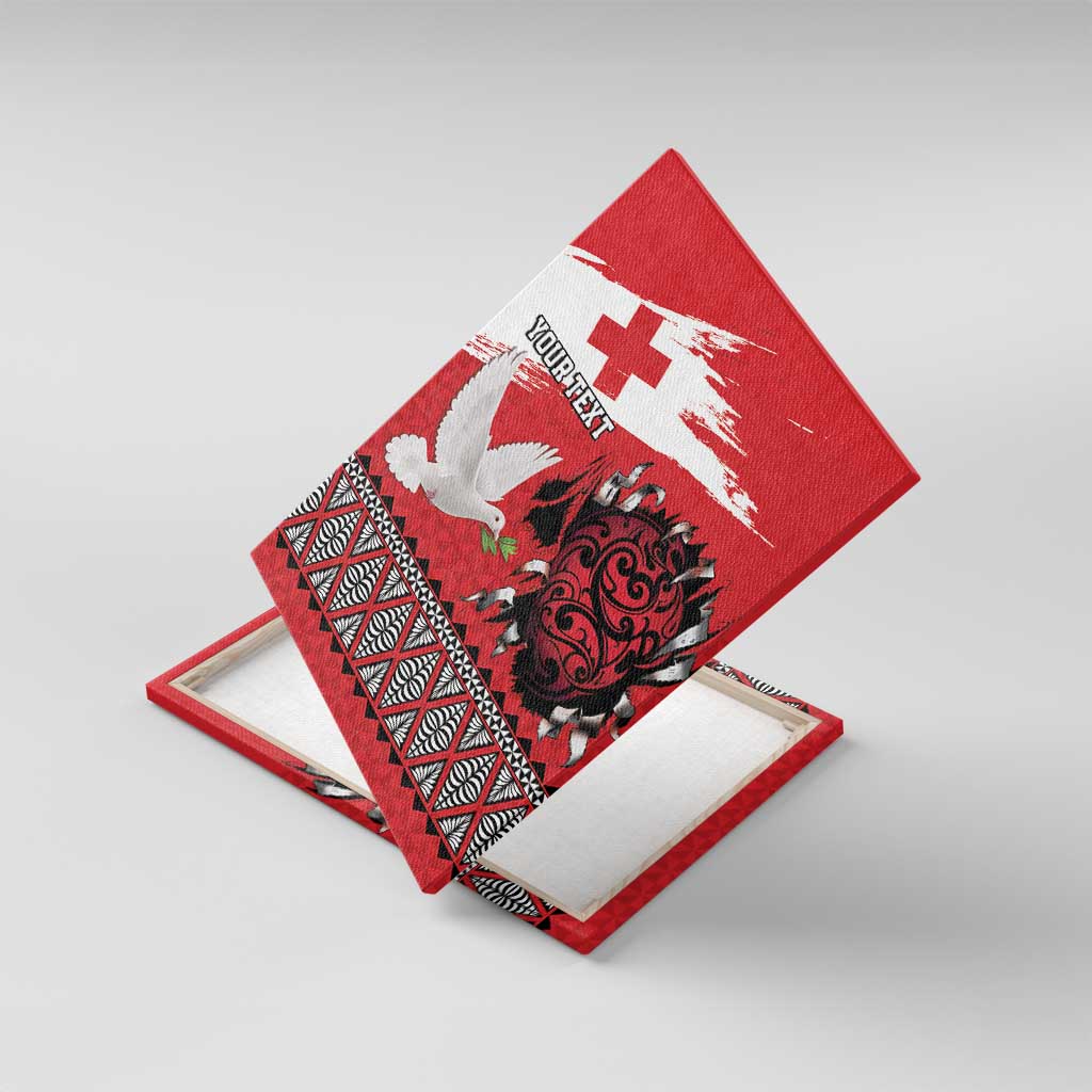Tonga Heart Tribal Personalised Canvas Wall Art Polynesian Patterns LT9 With Frame Red - Polynesian Pride