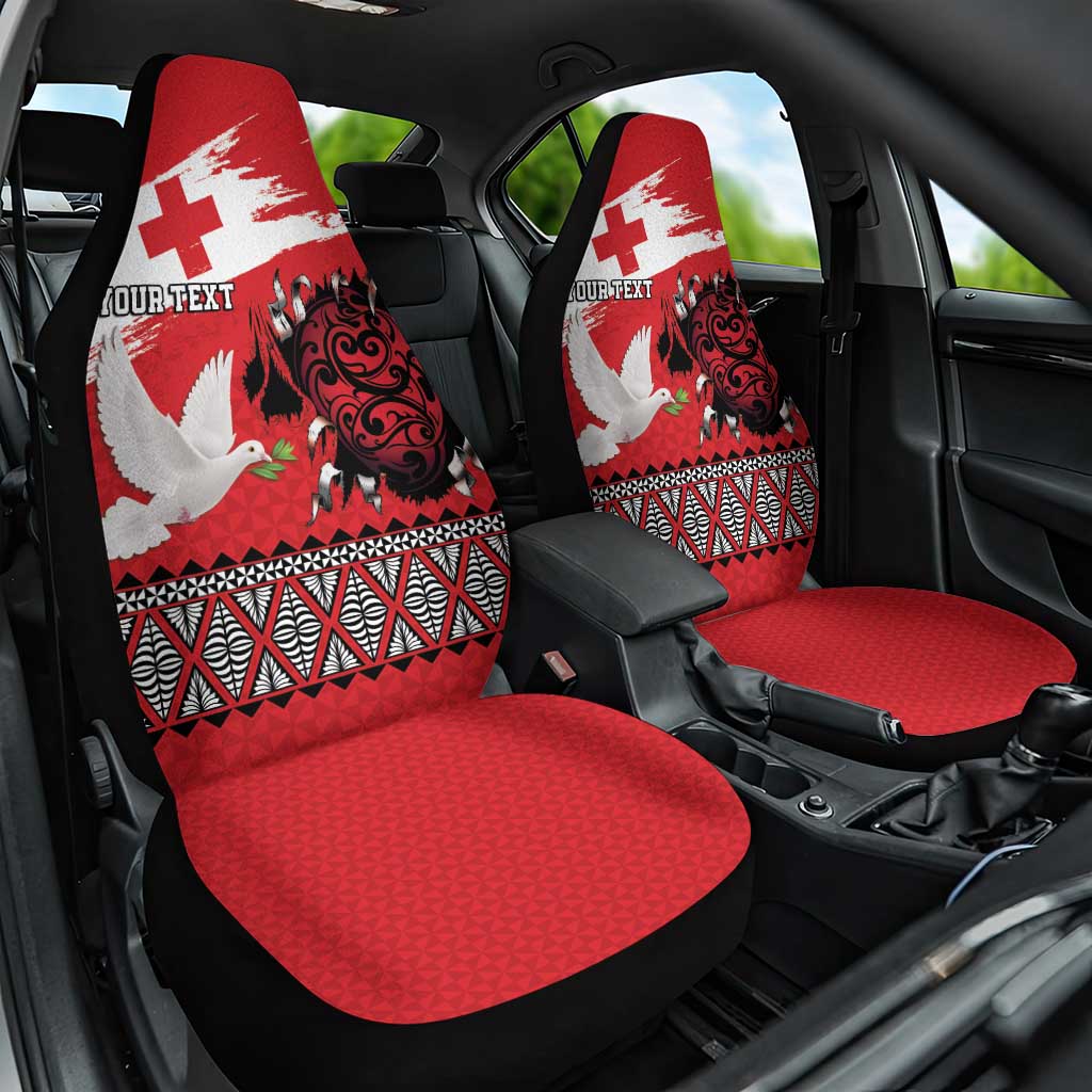 Tonga Heart Tribal Personalised Car Seat Cover Polynesian Patterns LT9 One Size Red - Polynesian Pride