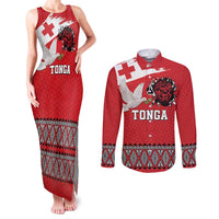 Tonga Heart Tribal Personalised Couples Matching Tank Maxi Dress and Long Sleeve Button Shirt Polynesian Patterns