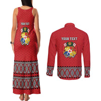 Tonga Heart Tribal Personalised Couples Matching Tank Maxi Dress and Long Sleeve Button Shirt Polynesian Patterns