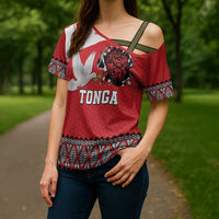 Tonga Heart Tribal Personalised Cross Shoulder Shirt Polynesian Patterns LT9 - Polynesian Pride