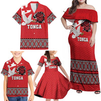 Tonga Heart Tribal Personalised Family Matching Off Shoulder Maxi Dress and Hawaiian Shirt Polynesian Patterns LT9 - Polynesian Pride